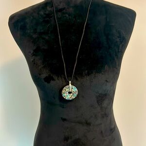 Abalone stone pendant on rope necklaces